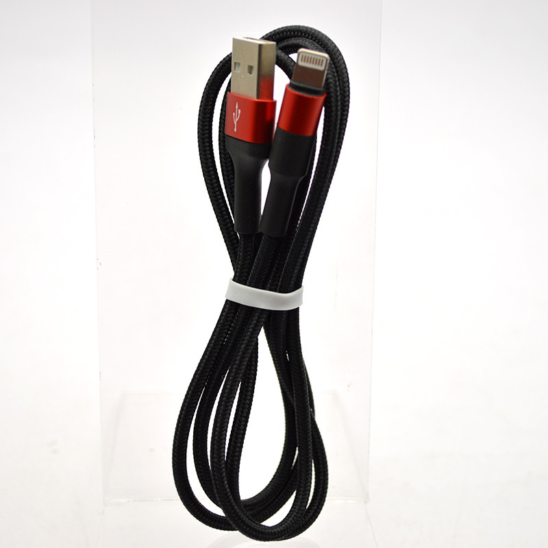 Кабель Tornado TX7 Nylon Cable Lightning 2.4A 1M Black, фото 2