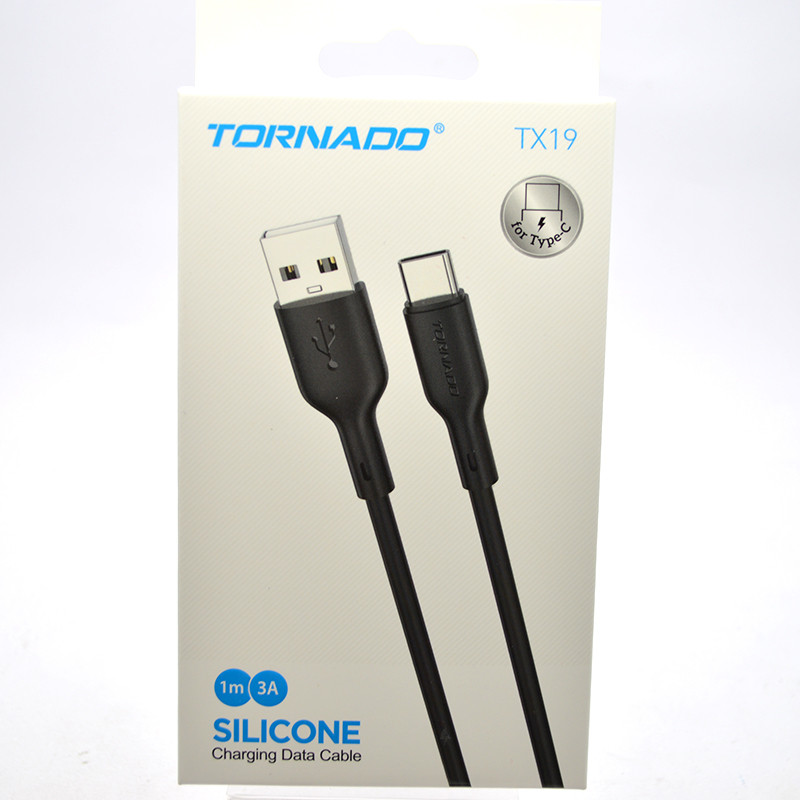 Кабель Tornado TX19 Silicone Cable Type-c 3A 1M Black, фото 1