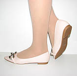 Жіночі бежеві матові туфлі без каблука човники 36 37, фото 5