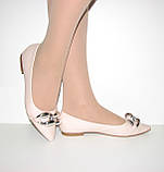 Жіночі бежеві матові туфлі без каблука човники 36 37, фото 2