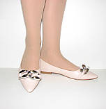 Жіночі бежеві матові туфлі без каблука човники 36 37, фото 3