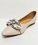 Жіночі бежеві матові туфлі без каблука човники 36 37, фото 8