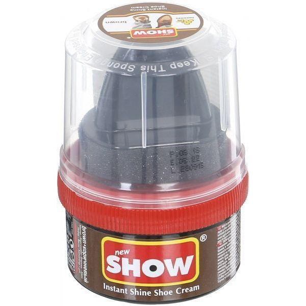 Крем для взуття "SHOW" 50мл коричневий з губкою 1/48, фото 1