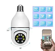 Бездротова поворотна камера відеоспостереження IP у плафоні для лампочки E-smarter E 27 Full-HD 2MP c Wi Fi, фото 5