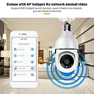 Бездротова поворотна камера відеоспостереження IP у плафоні для лампочки E-smarter E 27 Full-HD 2MP c Wi Fi, фото 9