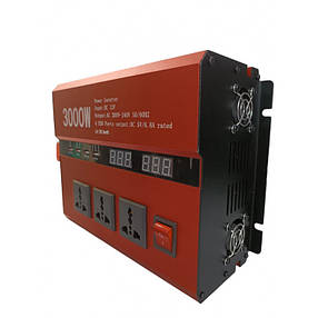 Інвертор перетворювач напруги Power Inverter 3000W 12-220V, 4 USB порти, 3 розетки 220V, фото 2