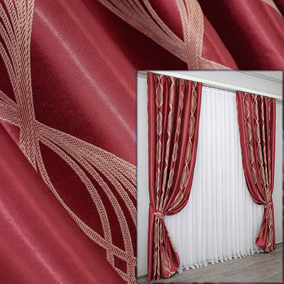 Комплект штор (2шт. 1,5х2,7м.) блекаут-софт. Колір червоний. Код 574ш (А) 30-331
