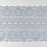 Стрейчеве (еластичне) мереживо блідого блакитного кольору шириною 22,5 см., фото 3