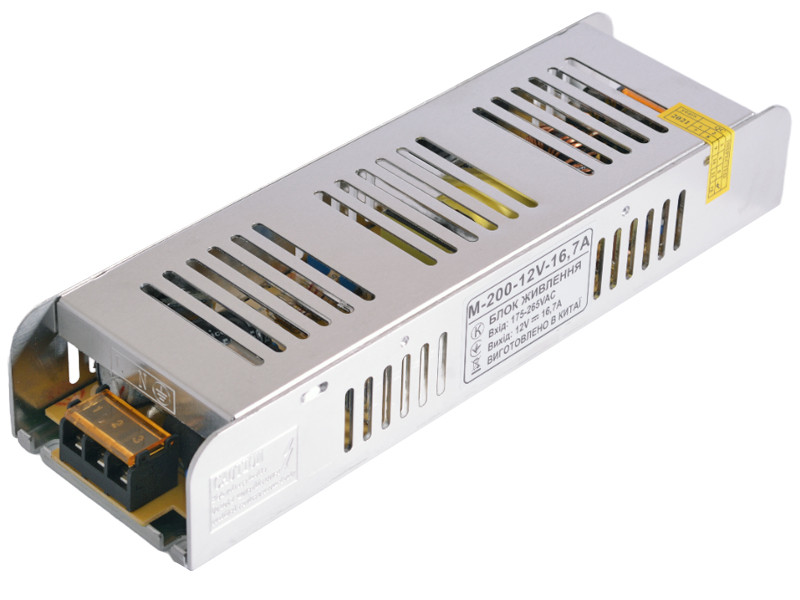 Блок живлення 200W 16.66А IP20 slim and long 12V
