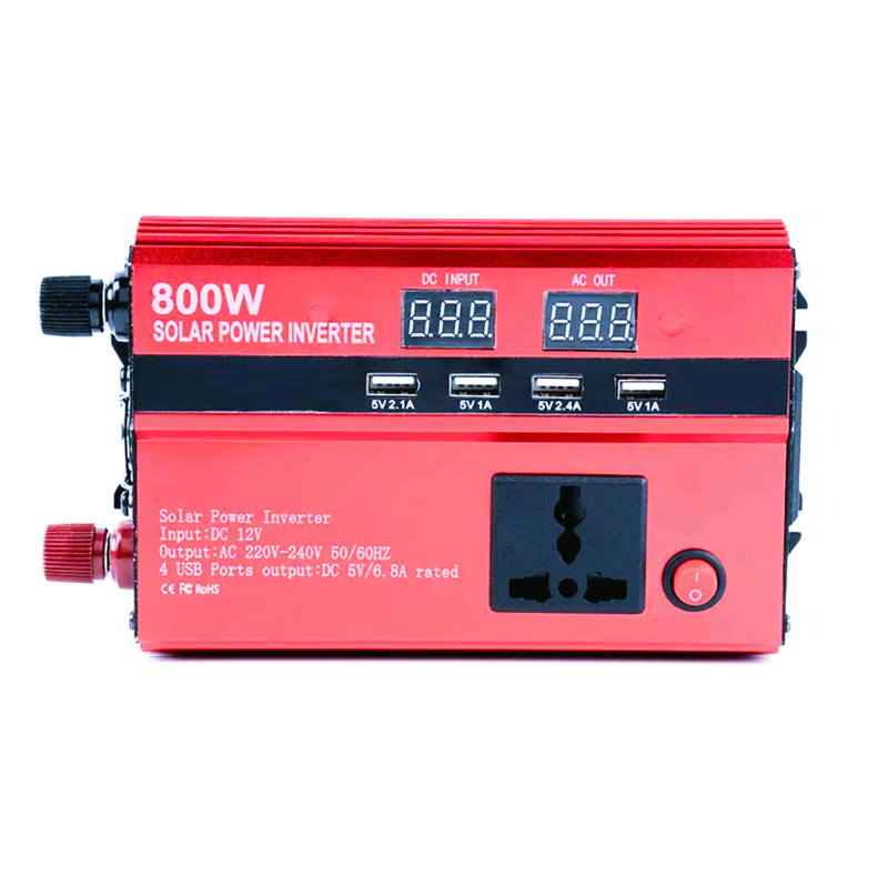 Інвертор перетворювач напруги Power Inverter 800W 12-220V, 4 USB порти, 1 розетка 220V