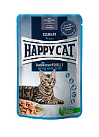 Влажный корм Happy Cat MIS Q-Forelle Pouch с форелью для кошек (кусочки в соусе) пауч, 85 г