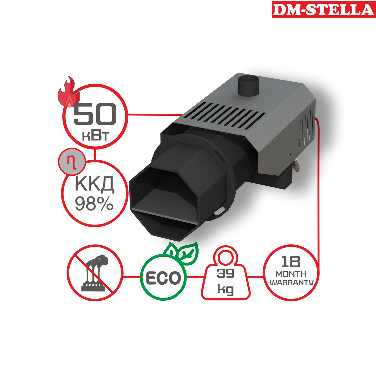 Пеллетна пальник 50 кВт DM-STELLA