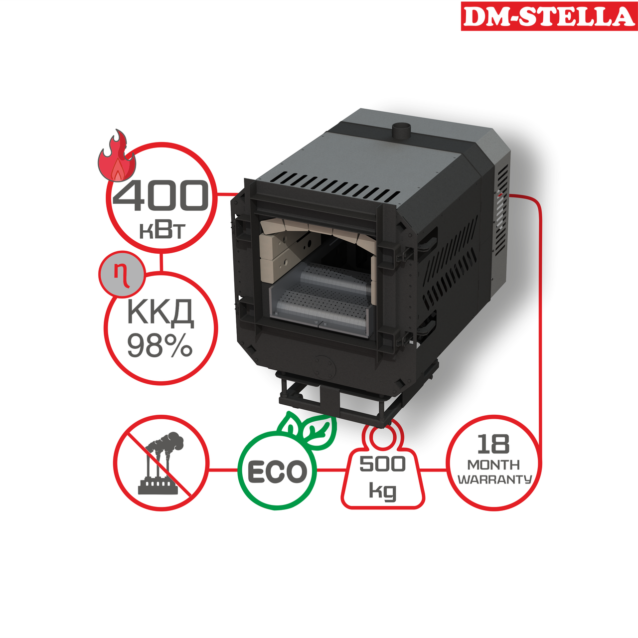 Пеллетна пальник 400 кВт DM-STELLA