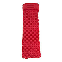 Туристический надувной походный коврик каремат с помпой WCG для отдыха на природе (красный)