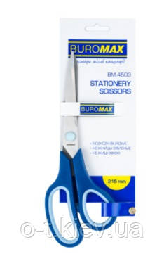 Ножиці, 215 мм, асиметричні ручки, з гумовими вставками BM.4503, фото 1