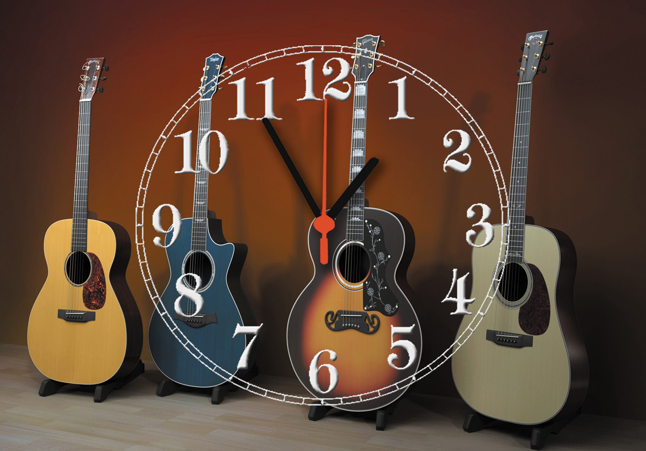 Годинники настінні скляні "Гітари класика", фото 1