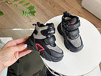 Зимові дитячі черевики сапоги для хлопчика чорні утеплені овчиною від Clibee