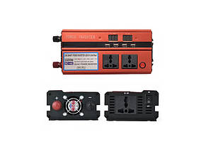 Інвертор перетворювач напруги Power Inverter 1600W 12-220V, 4 USB порти, 3 розетки 220V, фото 2