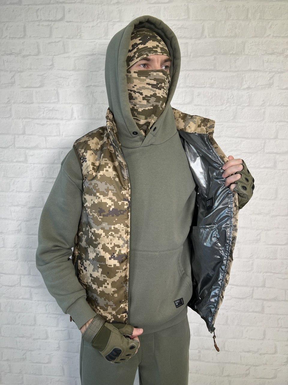 Жилет із підігрівом від повербанк піксель. Розмір М / L / XL / XXL