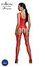 Бодистокінг Passion ECO BS007 red, з доступом, силуетний малюнок, імітація підв'язок, фото 2