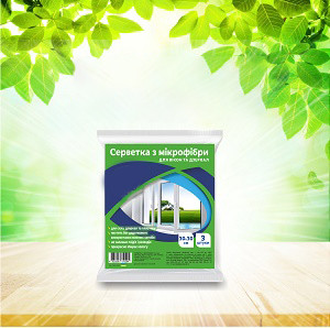 ТМ "Господар" Серветки з мікрофібри для скла (30*30см.) 3 шт. 25 шт./пач. УБ18-3, фото 1
