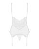 Сатиновий мереживний корсет Obsessive 810-COR-2 babydoll & thong L/XL, білий, корсет, танга, фото 6