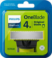 Сменные лезвия Philips OneBlade QP240/50 4 шт. насадка для бритья лица, насадка для триммера филипс уан блейд