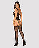 Бодистокінг Obsessive Bodystocking F237 S/M/L, рослинне плетіння, імітація панчіх, фото 4