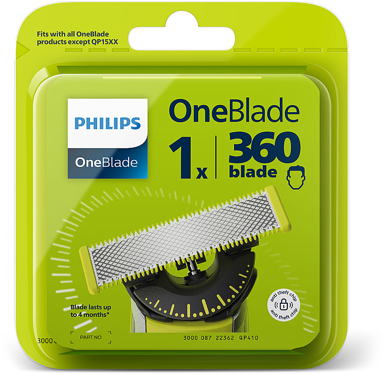 Сменные лезвия Philips OneBlade 360 QP410/50 1шт. насадка для бритья лица, насадка для триммера филипс - фото 1 - id-p1961987725