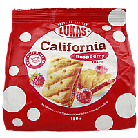 Печиво "Каліфорнія" з фруктовим наповнювачем зі смаком малини Лукас Lukas 150g 12шт/ящ (Код: 00-00015010)