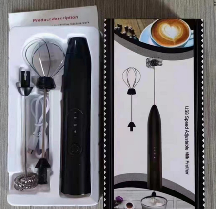 Ручний міксер капучинатор Milk Frother 2 в 1 чорний портативний акумуляторний від USB (120), фото 1