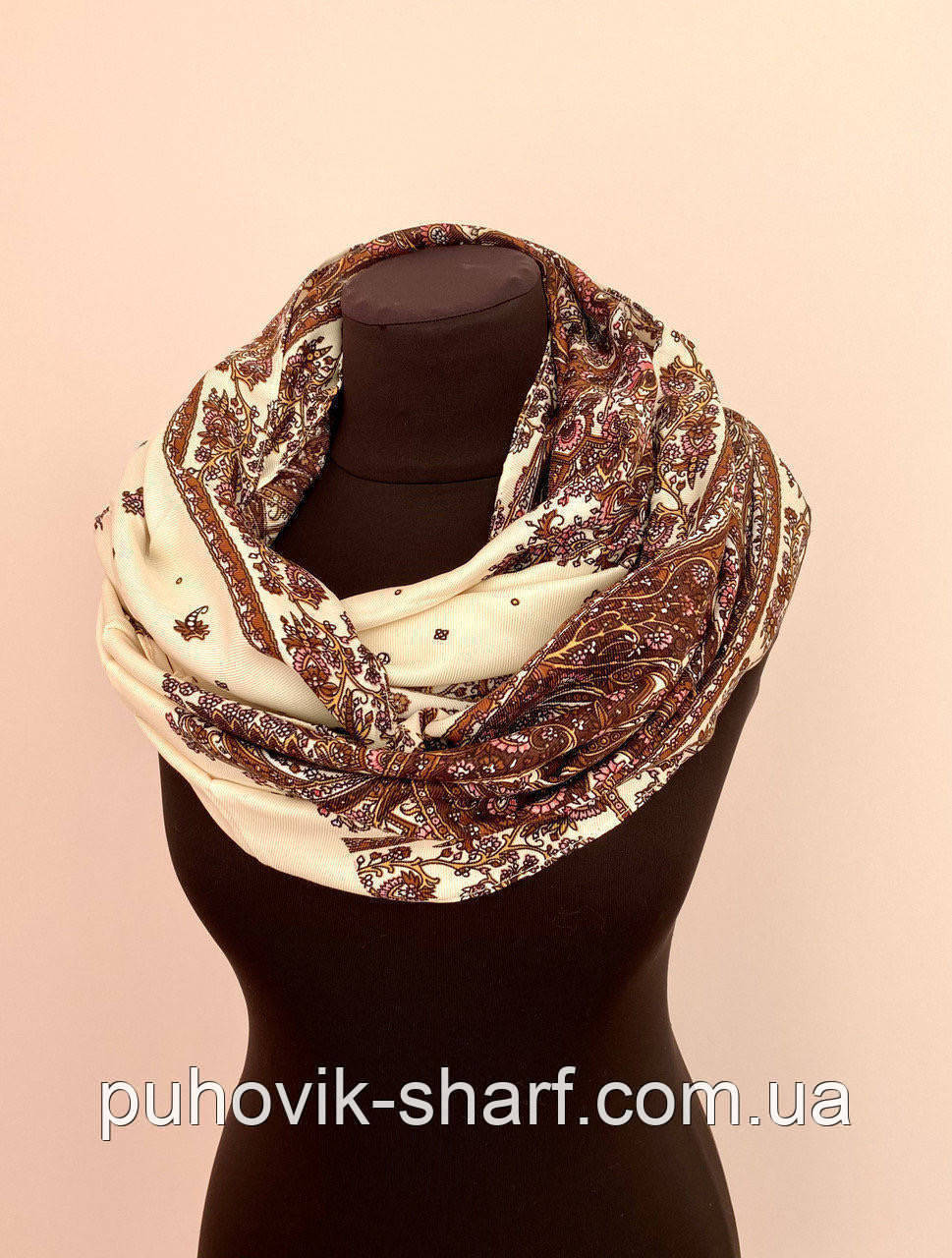 Качественный шарф хомут с этническим узором - фото 3 - id-p1521402649