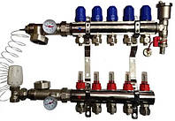 Чехия 5 контуров. Коллекторная группа в сборе для системы теплого пола