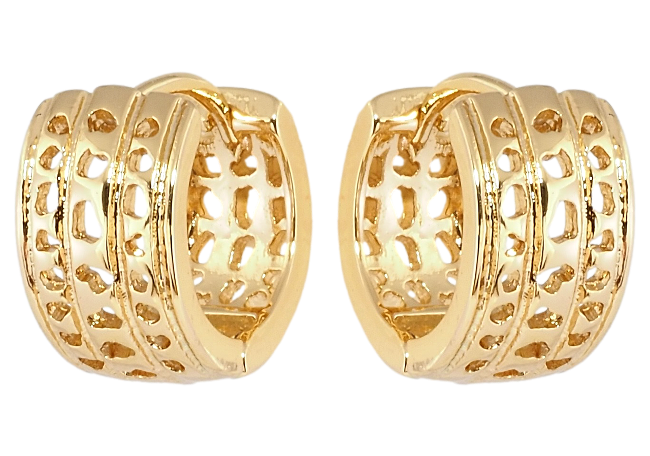 Сережки Xuping Позолота 18K колечка "Широкі з фігурними вирізами ...