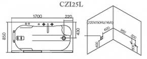 Гідромасажна ванна CRW CZI25L 1700х850х670 (Лева), фото 3