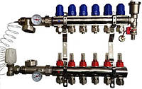 Чехія 6 контурів. Колекторна група в зборі для системи теплої підлоги
