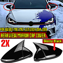 Накладки на дзеркала VW (Фольцваген) Golf MK7, MK7.5, E-GOLF, Touran 2 (5T) Чорний Глянец (стиль GTI), фото 4