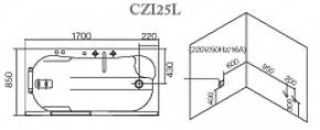 Гідромасажна ванна CRW CZI25L 1700х850х670 (Права), фото 3