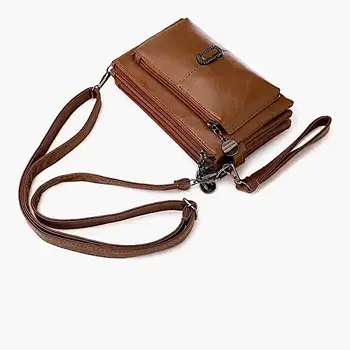 Жіноча сумка через плече, містка сумка жіноча клатч з якісної екошкіри коричнева