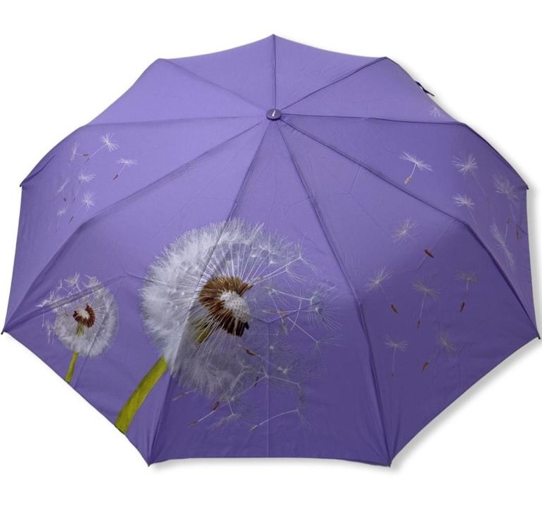 Складна жіноча парасолька напівавтомат кульбаба TopRain, бузкова, фото 1