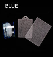 Штамп для стемпінгу "Зефірка міні" з кришкою та стразами, 6.5 см х 4 см  Синій
