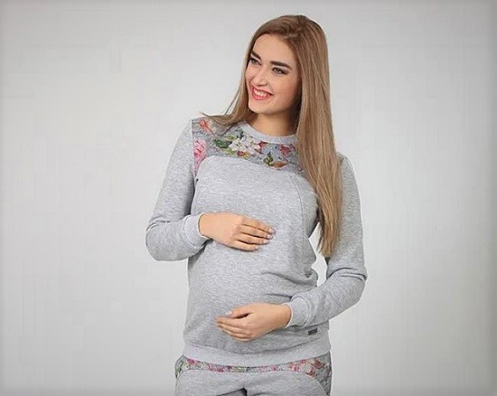 Модний світшот Rida для вагітних та годування сірий з квітковим принтом