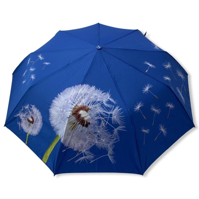 Складна жіноча парасолька напівавтомат кульбаба TopRain, синя, фото 1