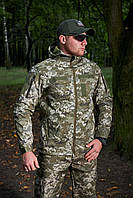 Куртка тактическая демисезонная Soft Shell Combat пиксель Военная мужская куртка зсу софтшелл с капюшоном