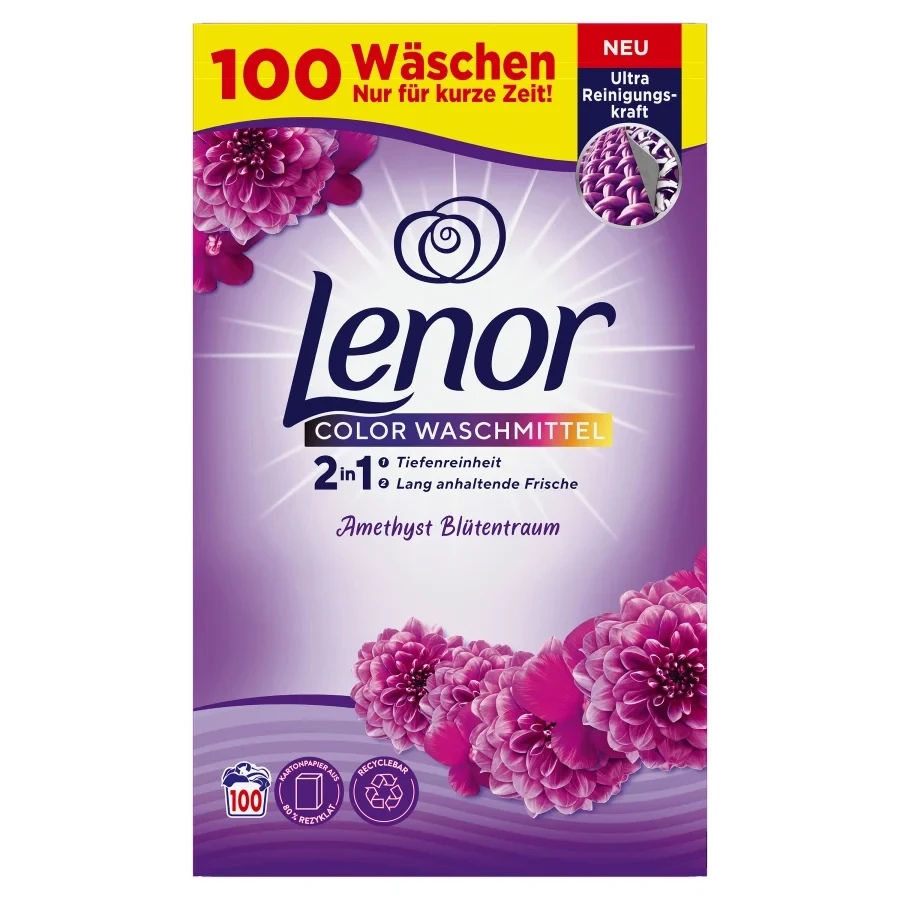 Lenor 2в1 Порошок для цветного белья Amethyst Blossom Dream 100 стирок - фото 1 - id-p1962100387