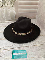 Широкополые шляпки-федора черного цвета
