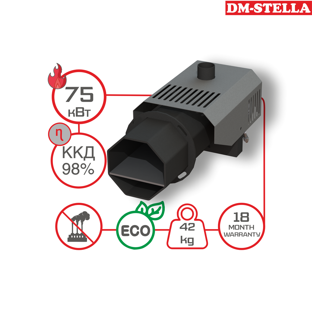 Пеллетная горелка 75 кВт DM-STELLA - фото 1 - id-p605143772