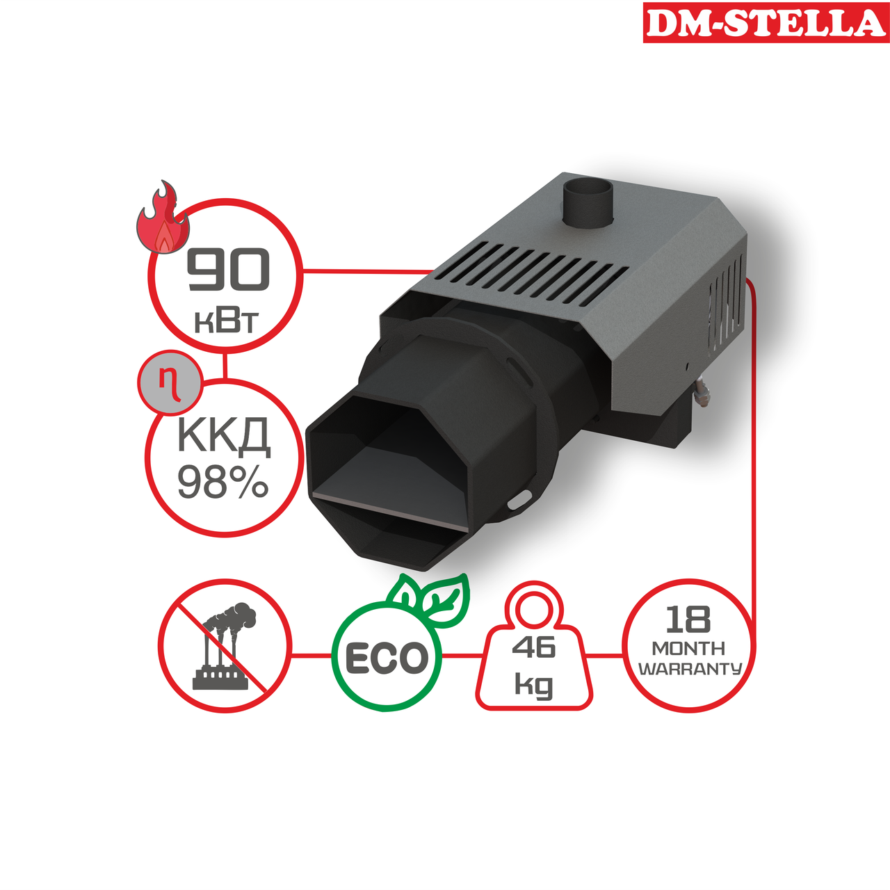 Пеллетна пальник 90 кВт DM-STELLA