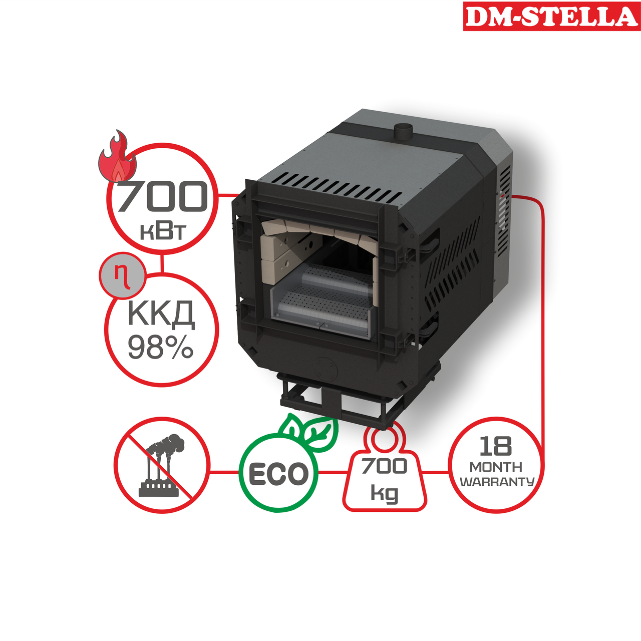 Пеллетна пальник 700 кВт DM-STELLA