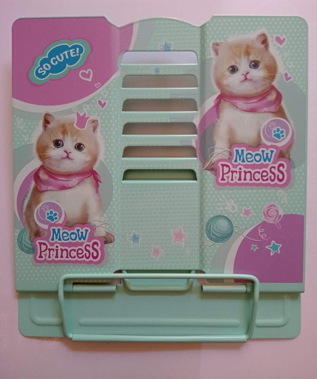 Підставка для книг металева Princess meow 22*20 см для дівчинки